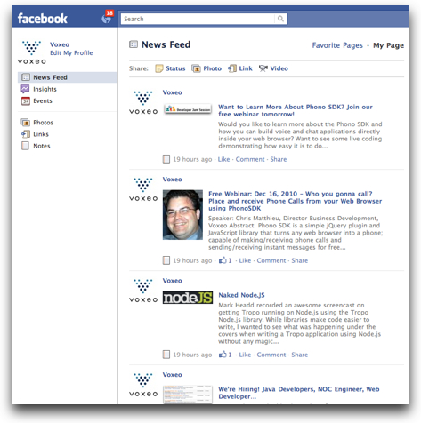 Voxeo Facebook page
