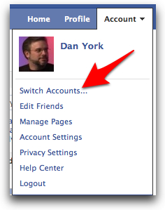 Switch accounts in Facebook