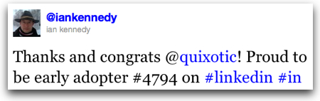 Twitter   ian kennedy Thanks and congrats  quix