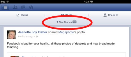 Facebook ipad new stories