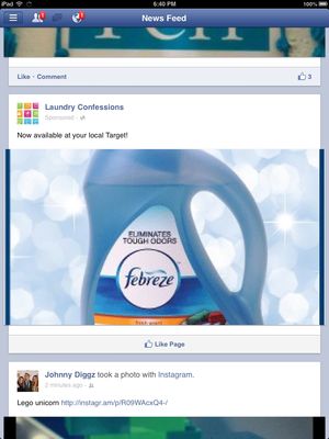 Laundry ad in Facebook