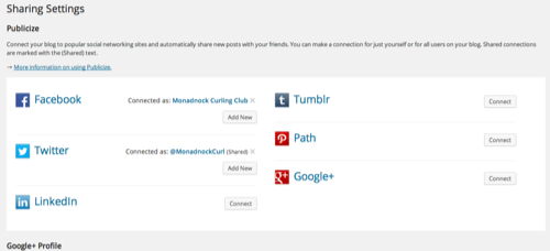 Publicize settings 2