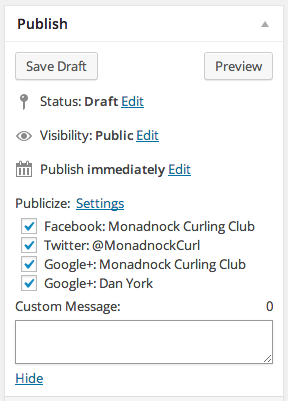 Add New Post Monadnock Curling Club WordPress