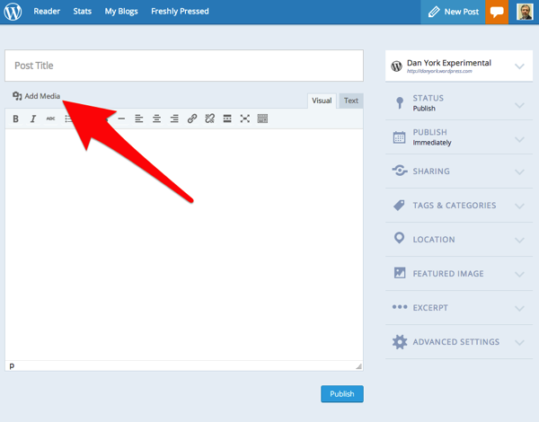Wordpress com add media 500