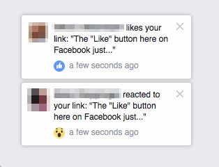FB reactions notifications