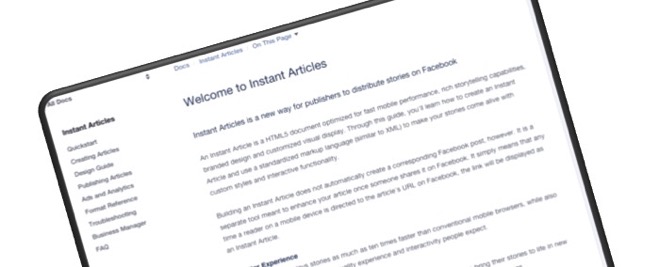 Facebook instant articles