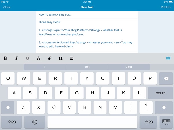 WordPress ios app before upgrade