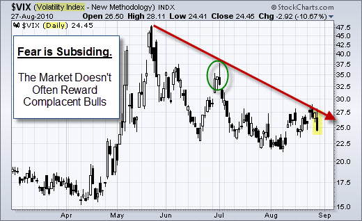100829 VIX Showing Fear Subsiding