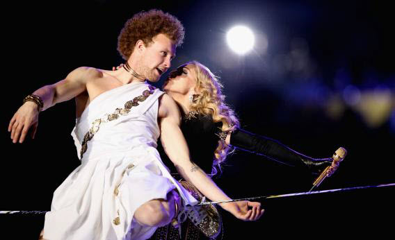 120211 Madonna and Sketchy Andy at the Super Bowl