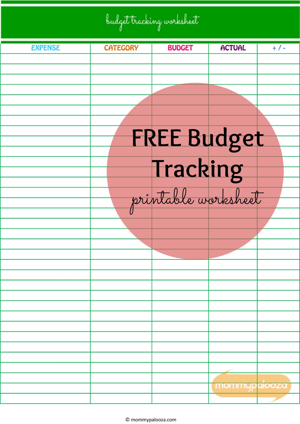 FREE Budget Tracking Worksheet Printable | Mommypalooza