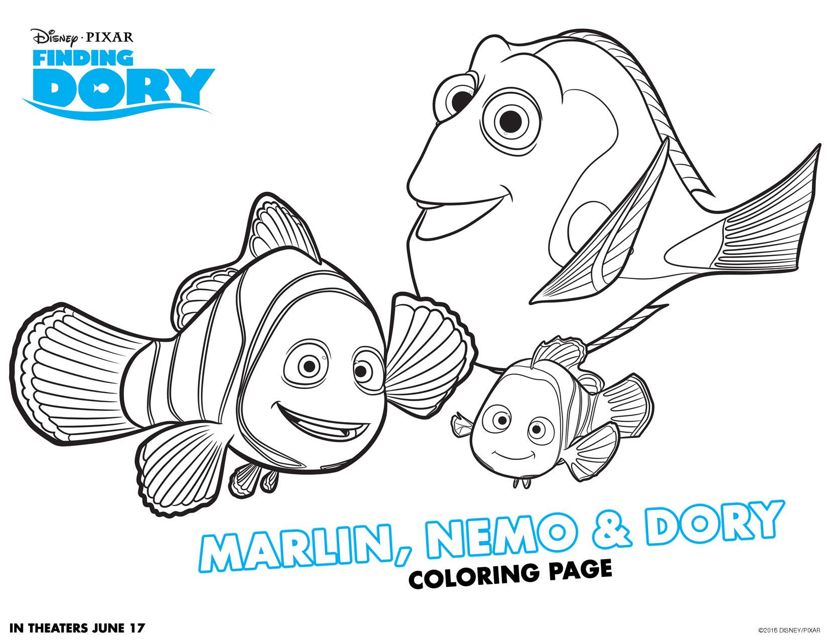 Finding Dory movie printable coloring page activity for kids. This is so cute! Great for getting ready for the movie to come out this summer!