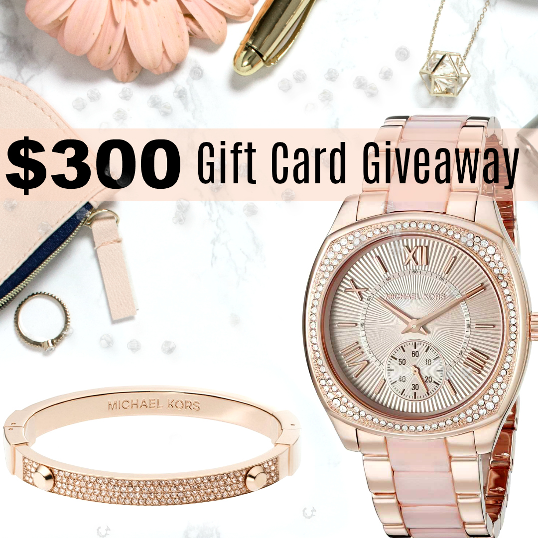 $300 gift card giveaway promo image with jewelry
