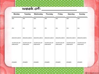 Weekly Planner Printable with Lunch