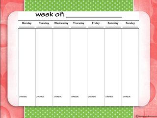 Weekly Planner Printable - Dinner