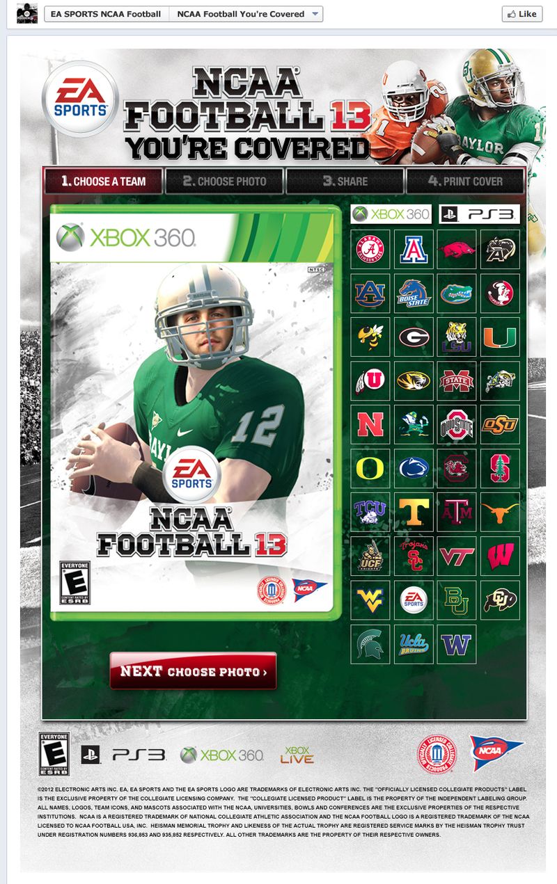 EA Sports NCAA 13 You're Covered custom cover program