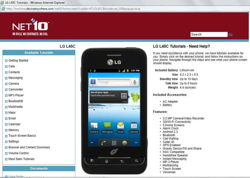 LG Optimus Net10 Wirelss tutorial