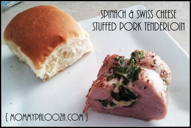 Spinach & Swiss Cheese Stuffed Pork Tenderloin | easy dinner